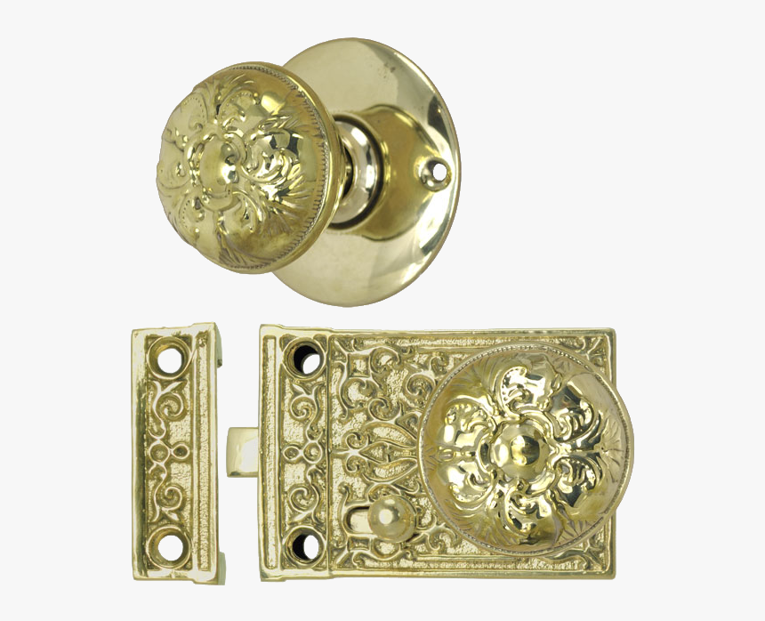 Antique Door Set Interior Rim Lock Lockset "
				 Height="147 - Ornate Rim Locks, HD Png Download, Free Download