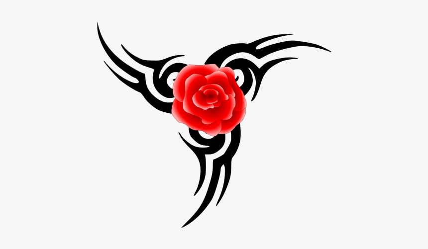 Tribal Tattoo With Rose - Tribal Tattoo Png, Transparent Png, Free Download