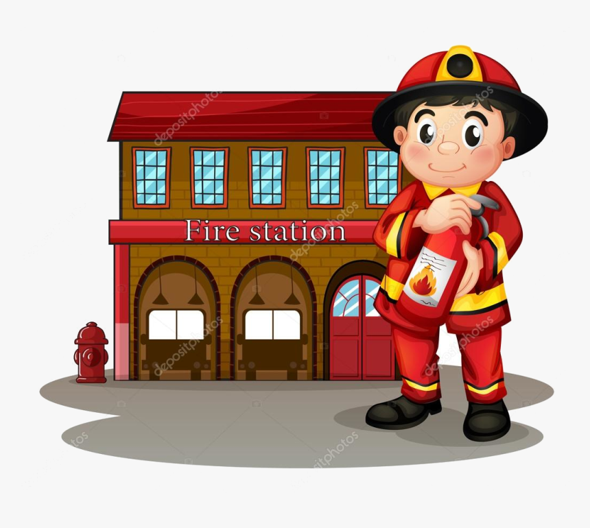 Fire Station Clipart Burning Building A Fireman In - Fire Station Cartoon Clipart, HD Png Download, Free Download