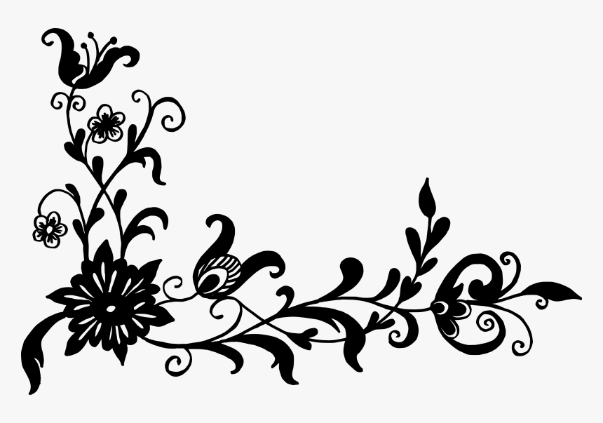 Black Flower Corner Design, HD Png Download, Free Download