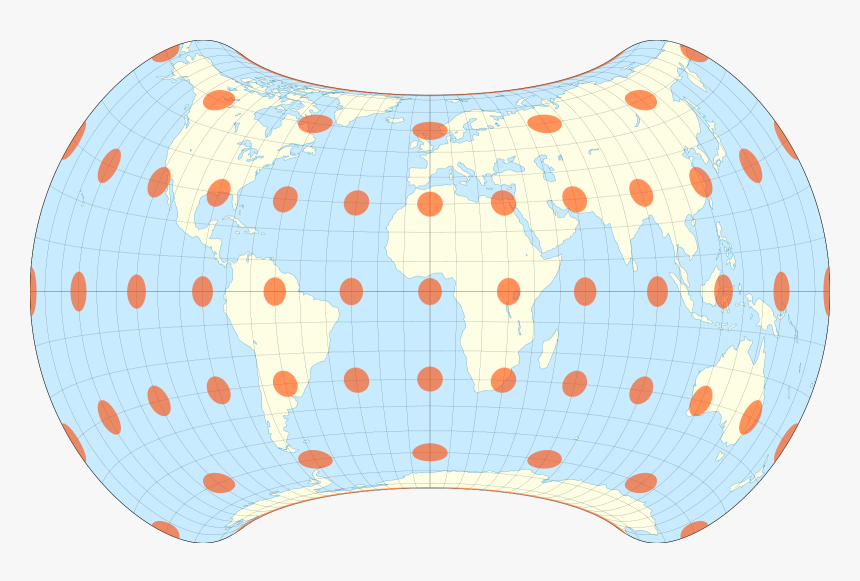 Strebe 1995 With Tissot"s Indicatrices Of Distortion - Tissot's Indicatrices For The Mollweide Projection, HD Png Download, Free Download