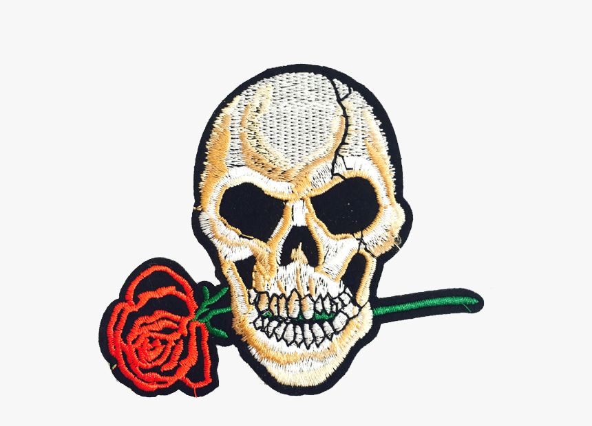 Rose On Skull Png , Png Download - Skull And Roses Embroidery Designs, Transparent Png, Free Download