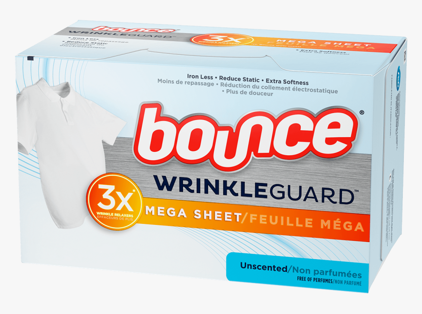 Bounce Wrinkleguard Mega Sheet Unscented Dryer Sheets - Box, HD Png Download, Free Download