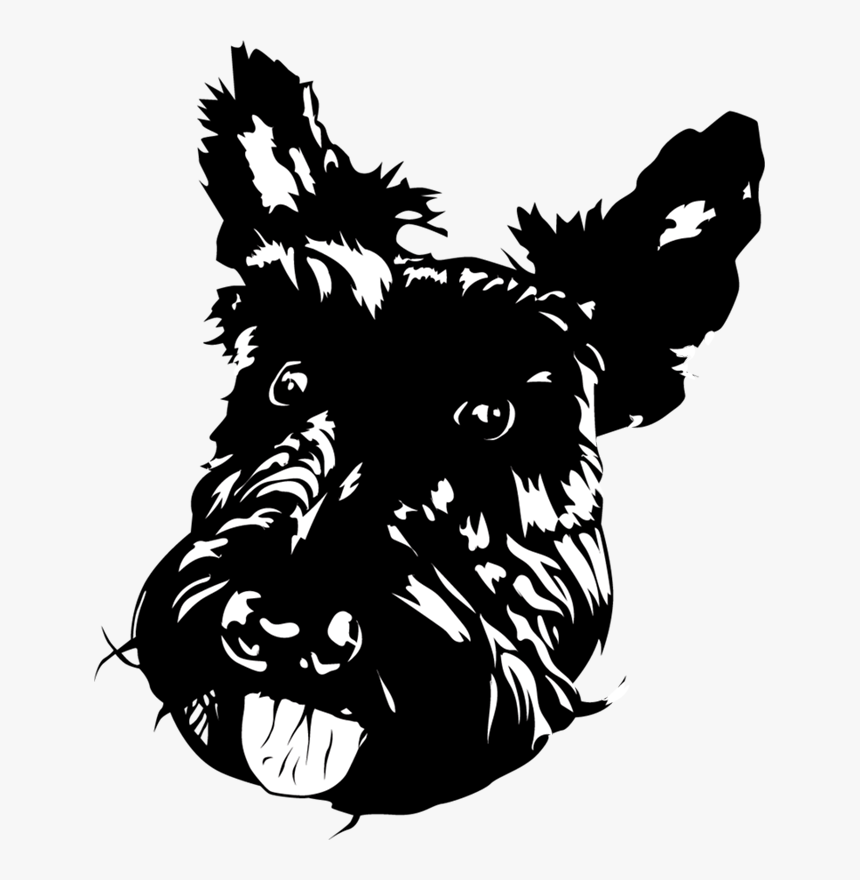 Black Dog Head Art - Small Terrier, HD Png Download, Free Download