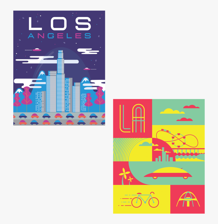 Los Angeles Retro Future Art Print - Graphic Design, HD Png Download, Free Download