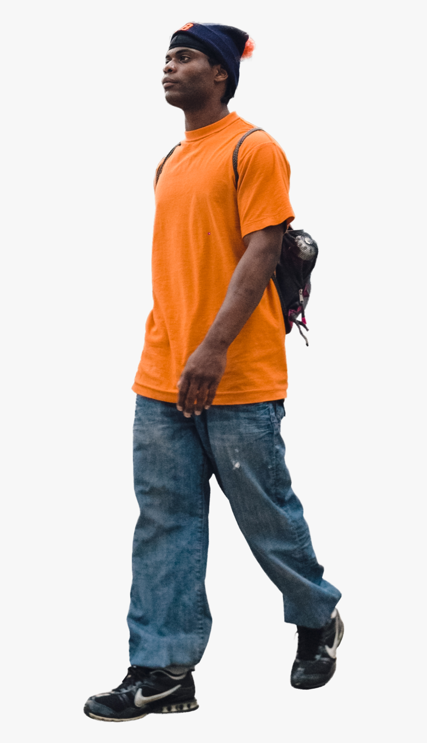 Youthmanwalkingfrontside - African American People Png, Transparent Png, Free Download