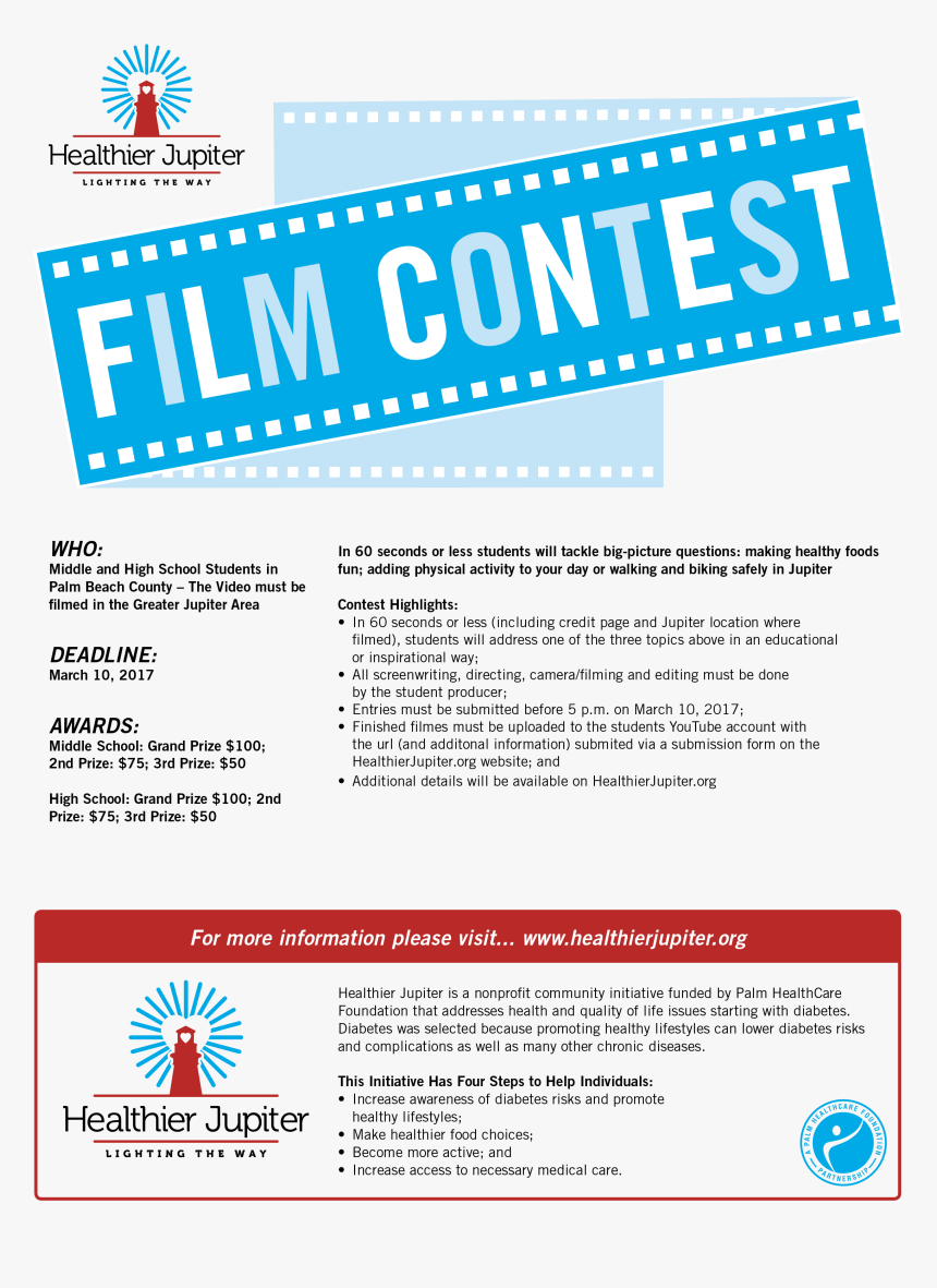 Healthier Jupiter Announces Student Film Contest - Illustration, HD Png Download, Free Download