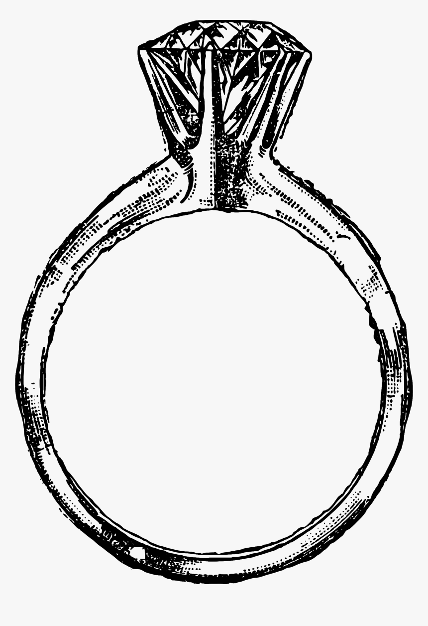 Transparent Diamond Ring Clip Art - Ring Clipart Black And White, HD Png Download, Free Download
