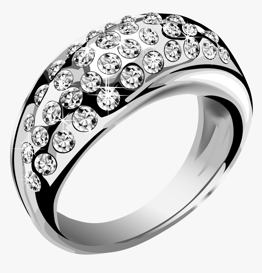 Jewellery Silver Diamonds Ring With White Clipart - Silver Ring Png, Transparent Png, Free Download
