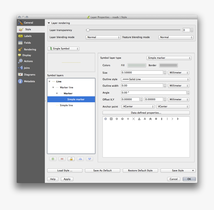 - - / - - / - - / Images/simple Marker Line Properties - Qgis Symbol Layer Type, HD Png Download, Free Download