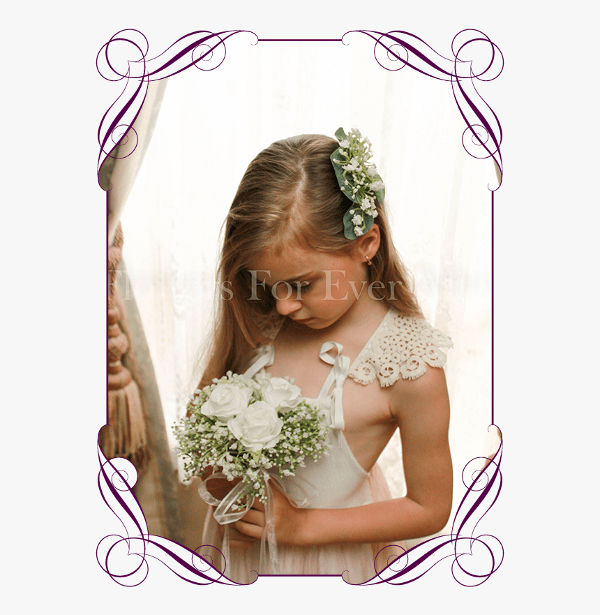 Andrea White Flower Girl Posy Flowers For Ever After - Purple Flower Girl Flowers, HD Png Download, Free Download