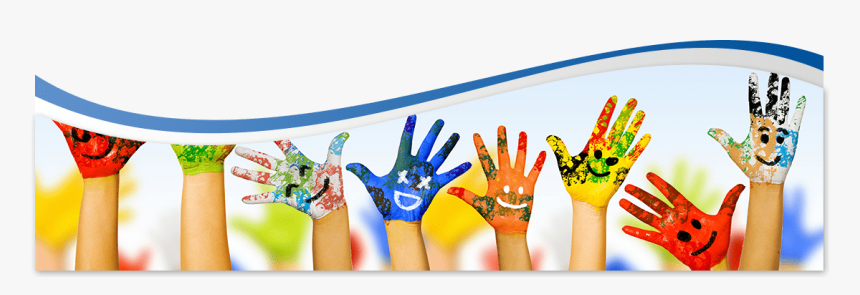 Row Of Raised Children"s Hands Painted With Bright, HD Png Download, Free Download