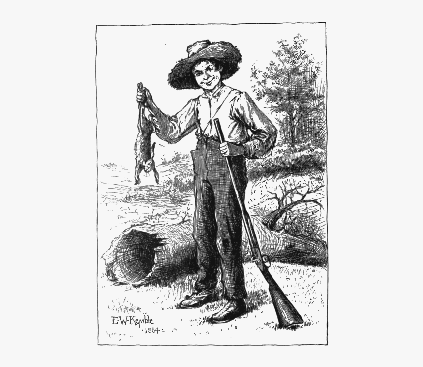 Adventures Of Huckleberry Finn 1885-frontispiecegray - Adventures Of Huckleberry Finn Huck, HD Png Download, Free Download