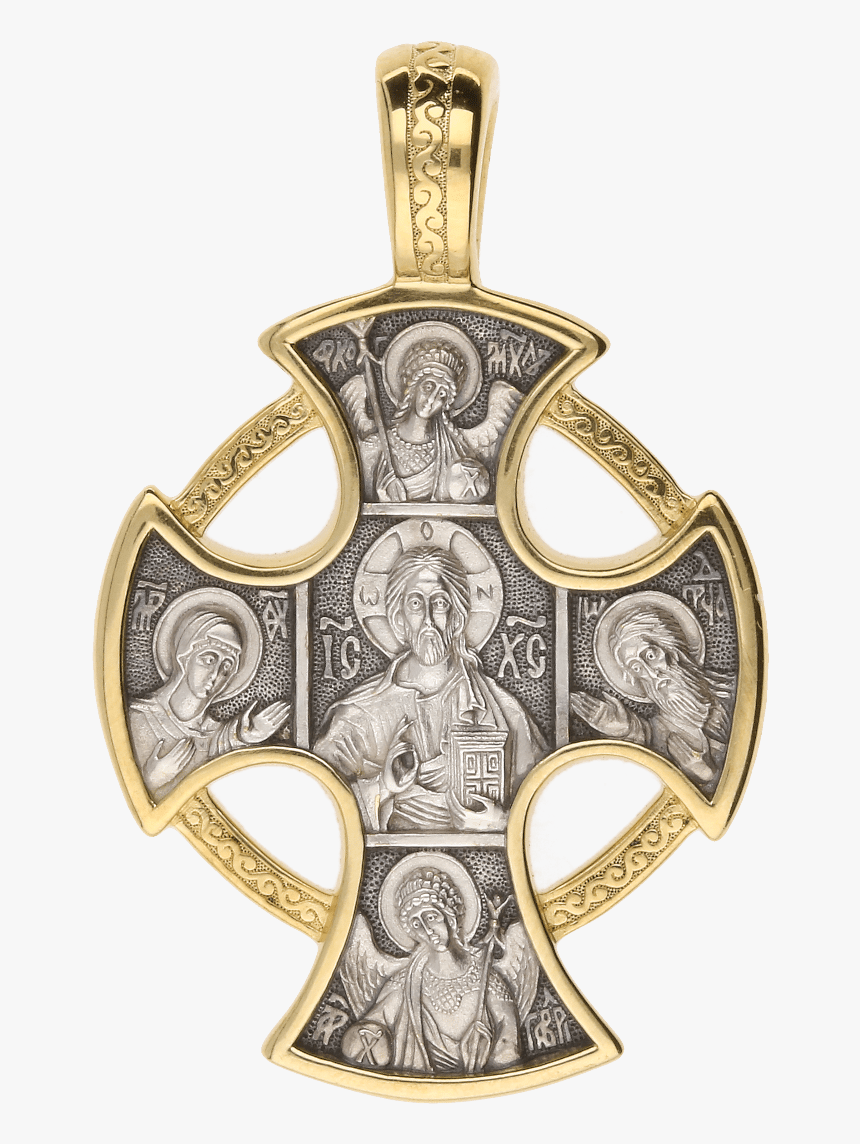 Russian Orthodox Silver Cross Pendant Deisis Guardian - Pendant, HD Png Download, Free Download