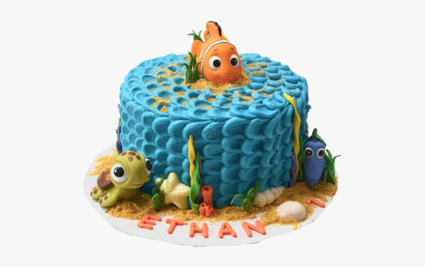 Finding Nemo Chocolate Cake With Blue Icing, Orange - Finding Nemo Cake, HD Png Download, Free Download