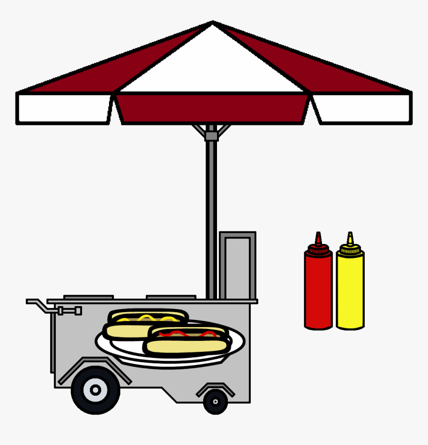 Hotdog Cart,ketchup And Mustard By - Hot Dog Stand Png, Transparent Png, Free Download