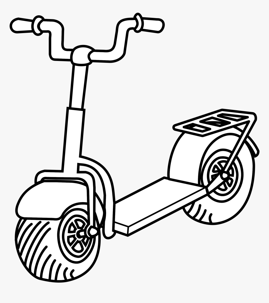 Kick Scooter Clip Arts - Scooter Black And White, HD Png Download, Free Download