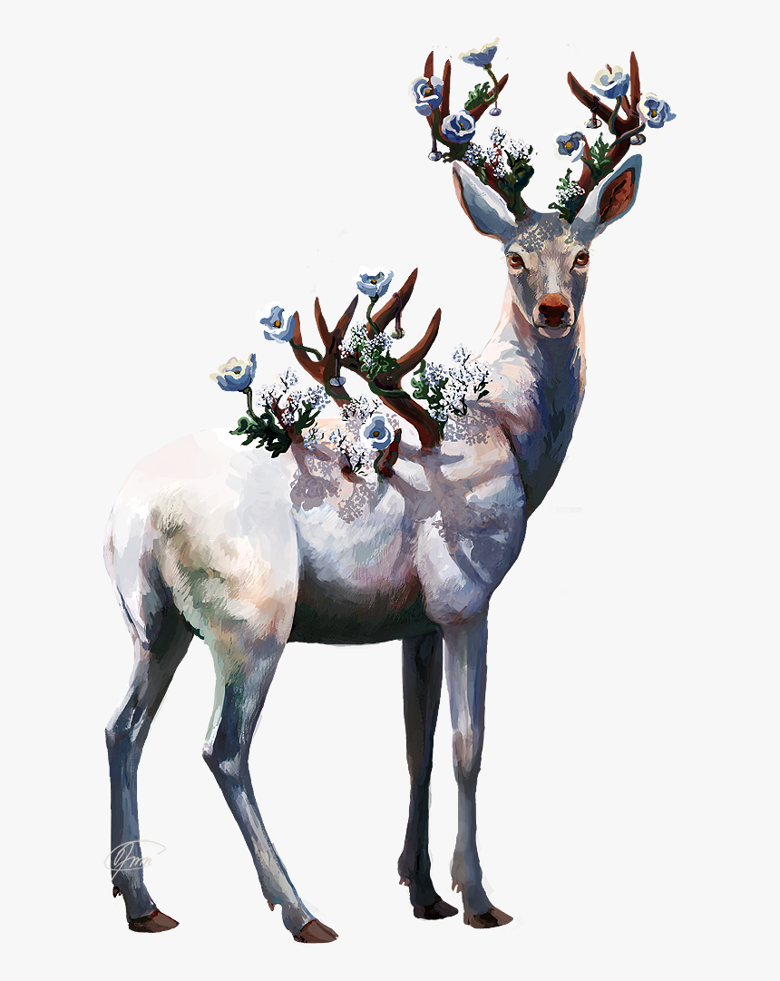 Drawing Antlers Deer Antler - Deer Painting Png, Transparent Png, Free Download