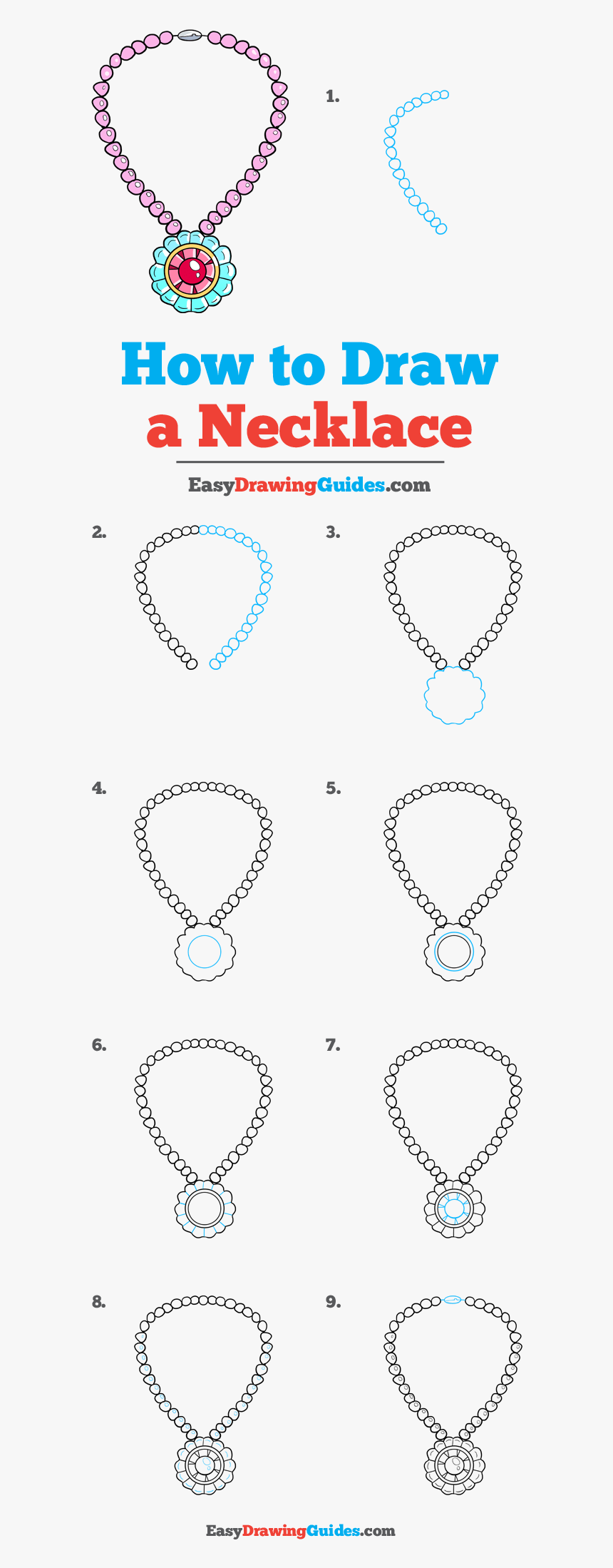 How To Draw Necklace - Easy Chain Necklace Drawing, HD Png Download, Free Download