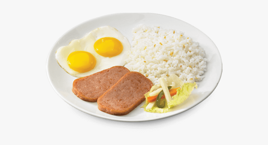 Rice,fried A La Cubana,steamed Sausage,jasmine Rice - Breakfast Meal On Plate, HD Png Download, Free Download