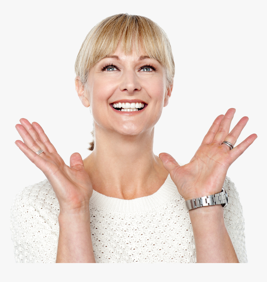 Women Pointing Both Sides - Mujer Contenta Y Feliz, HD Png Download, Free Download