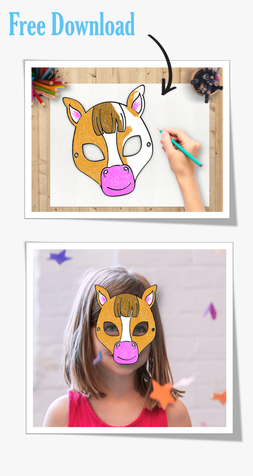 Free Horse Mask Coloring Activity For Your Kids Try - Cartoon, HD Png Download, Free Download