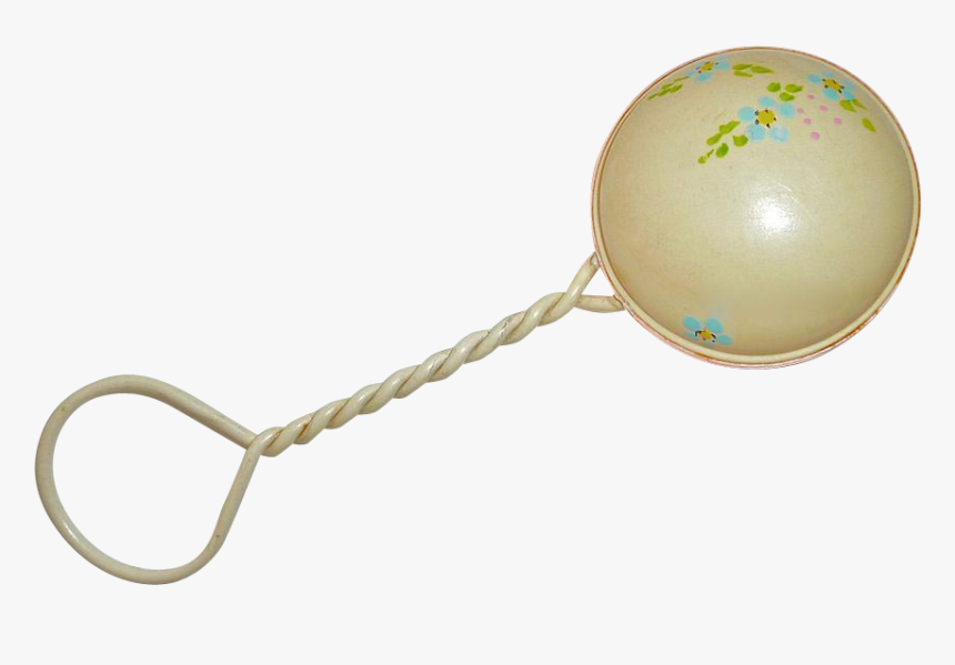 Celluloid Baby Rattle W Painted Flowers C 1920-30s - Vintage Baby Rattle, HD Png Download, Free Download