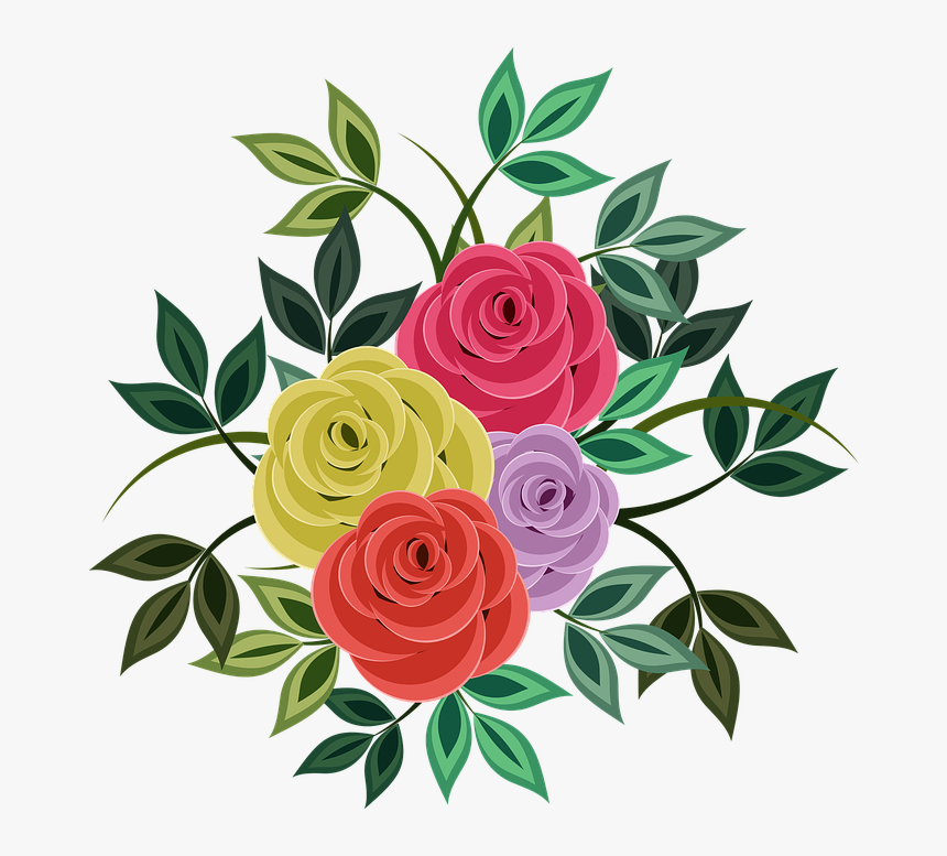 Roses, Flowers, Floral, Plants, Spring, Flowery Clipart - Flowery Clipart, HD Png Download, Free Download