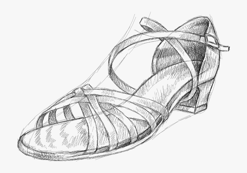 Dance Shoes Sketch - Ballroom Shoes Drawing Easy, HD Png Download, Free Download