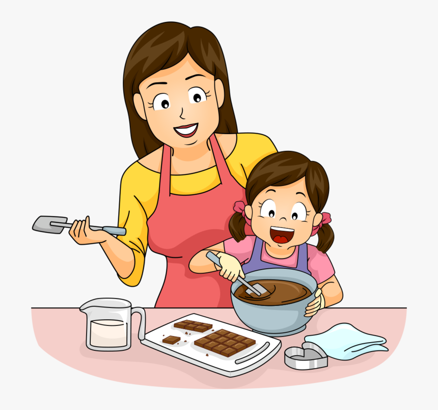 Baking Human Cooking Behavior Mother Reading - Mom And Daughter Baking Clipart, HD Png Download, Free Download