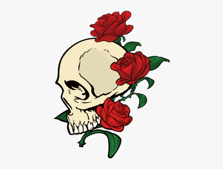 Skull With Roses Free, HD Png Download, Free Download