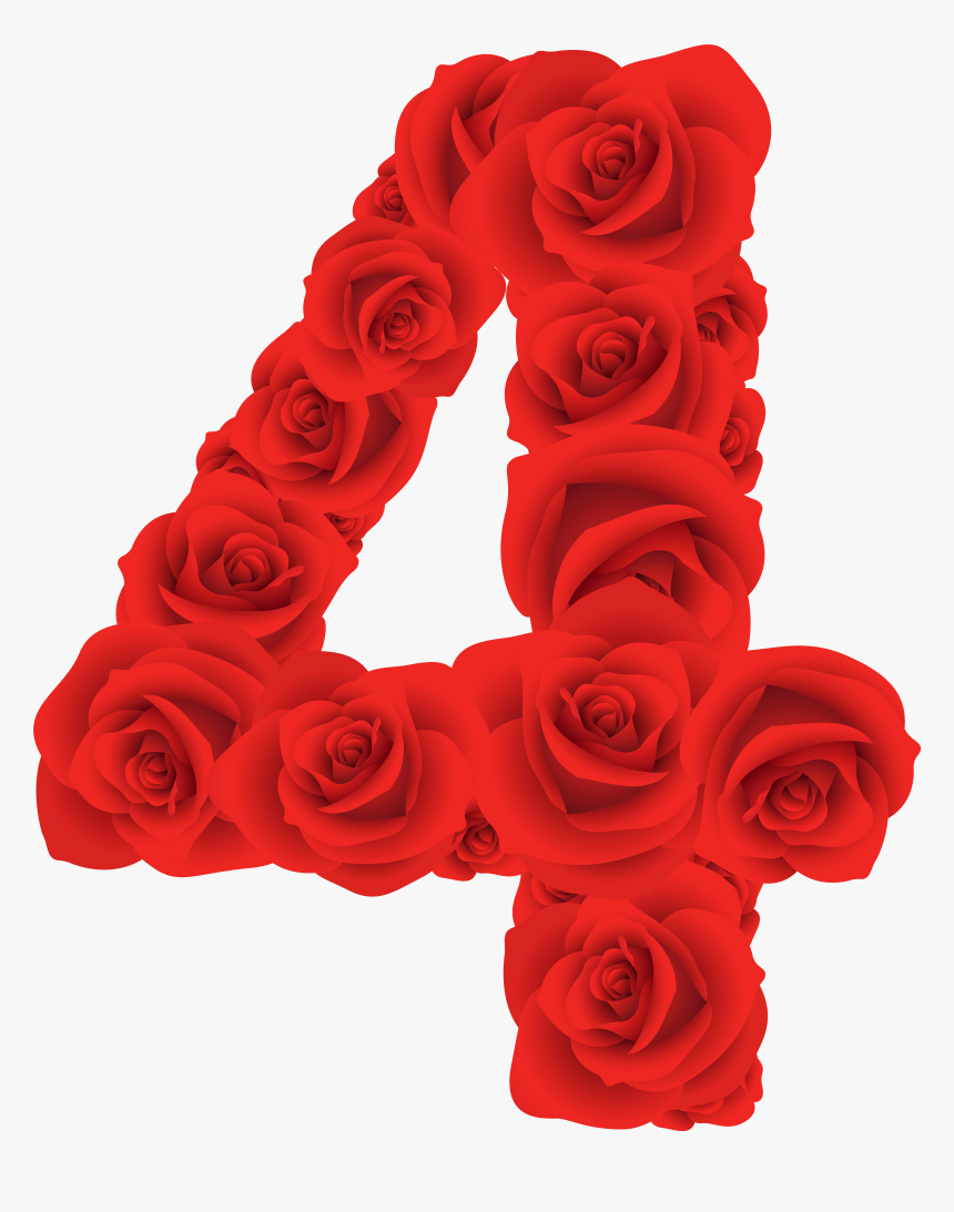 Four Clipart Rose - Number 4 In Roses, HD Png Download, Free Download