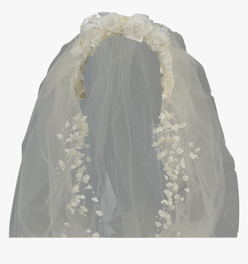 Ivory Victorian Headband With Long Veil - Wedding Veil Transparent Background, HD Png Download, Free Download