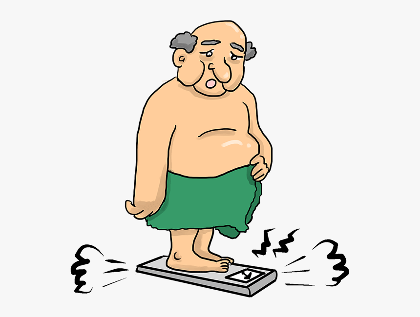 Vector Of Fat Man Unhappy On A Scale - Cartoon Obese People, HD Png Download, Free Download