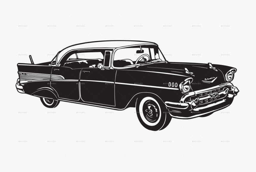 Classic Vector Illustrator - 50s Car Silhouette, HD Png Download, Free Download