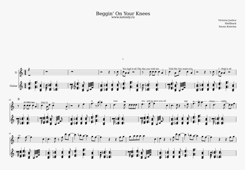 Beggin On Your Knees Piano Sheet Music, HD Png Download, Free Download
