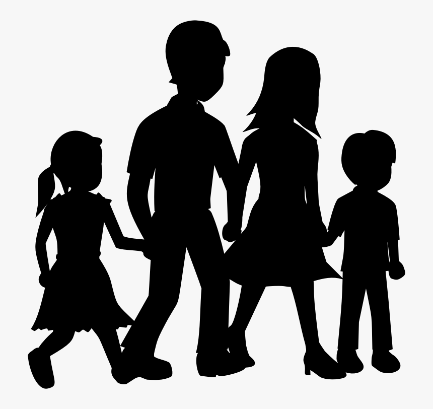 Ridiculously Happy Family Silhouette - Silhouette Family Cartoon Png, Transparent Png, Free Download