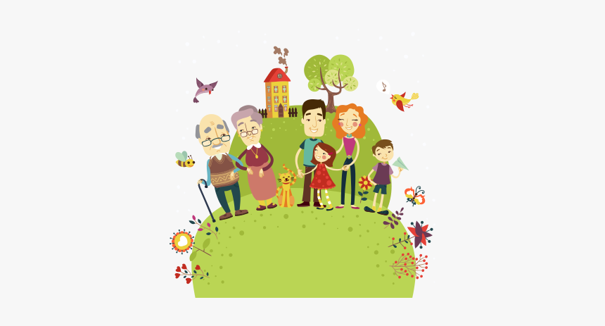 Happy Family House And Animals Vector And Transparent - Vector Graphics, HD Png Download, Free Download