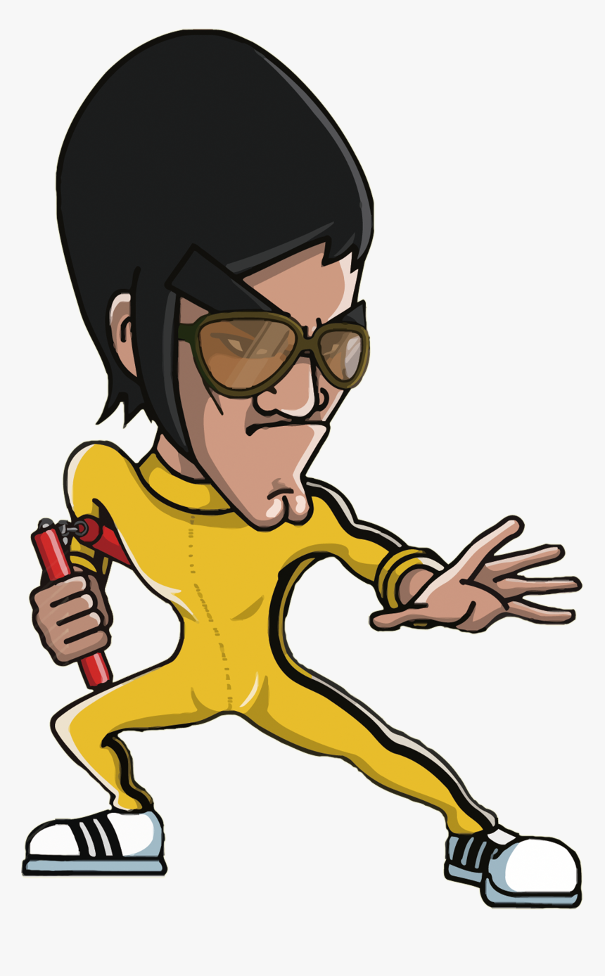 T-shirt Costume Kung Fu Cartoon Cosplay - Bruce Lee Kung Fu Cartoon, HD Png Download, Free Download