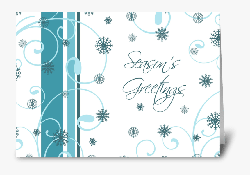 Season"s Greetings Teal White Snowflakes Greeting Card - Motif, HD Png Download, Free Download