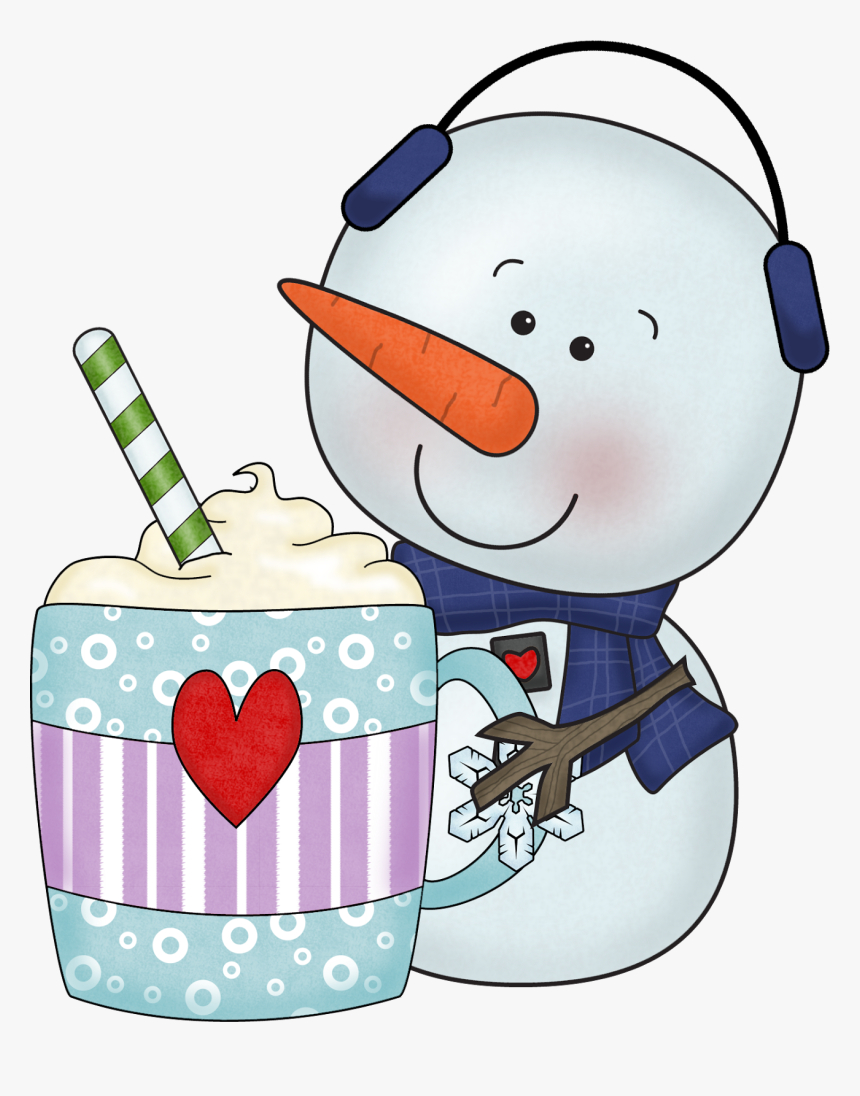 Transparent Cute Snowman Png - Snowman With Hot Chocolate, Png Download, Free Download