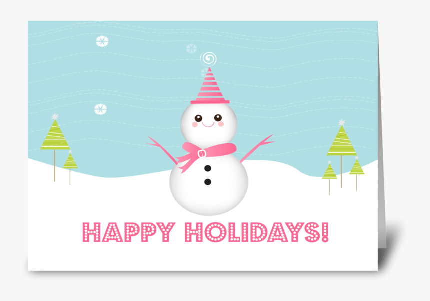 Cute Snowman Greeting Card - Cartoon, HD Png Download, Free Download