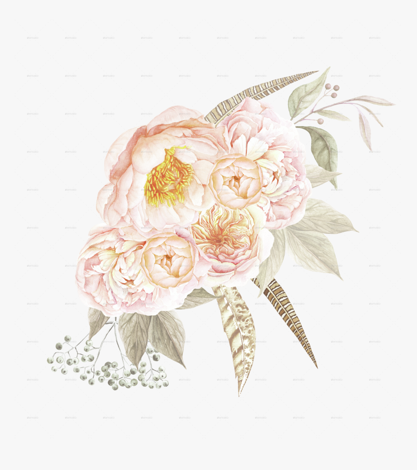 Wedding Invitation Flower Bouquet Photography Wreath - Garden Roses, HD Png Download, Free Download