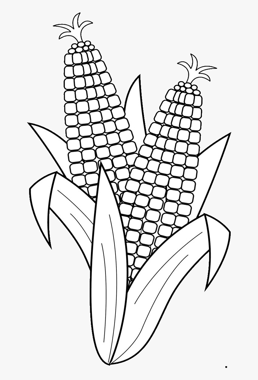 Corn Clipart Easy - Fruits And Vegetables Clipart Black And White, HD Png Download, Free Download