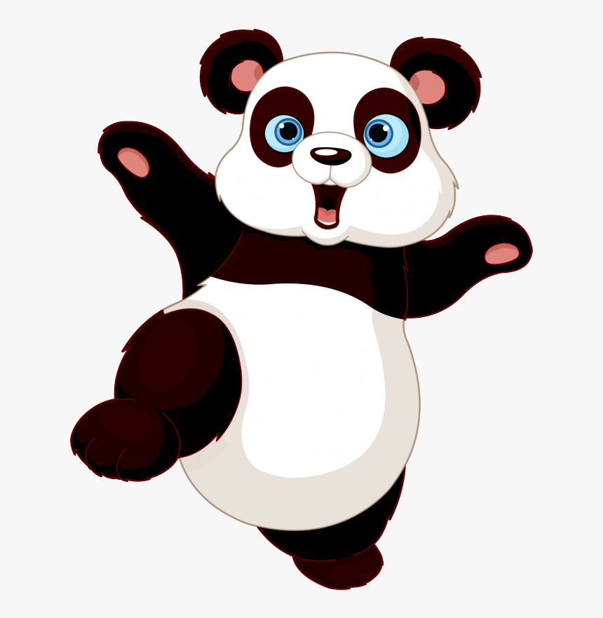 Panda Dancer Stickers Cute Cartoon Holding Blank - Cute Panda Clipart, HD Png Download, Free Download