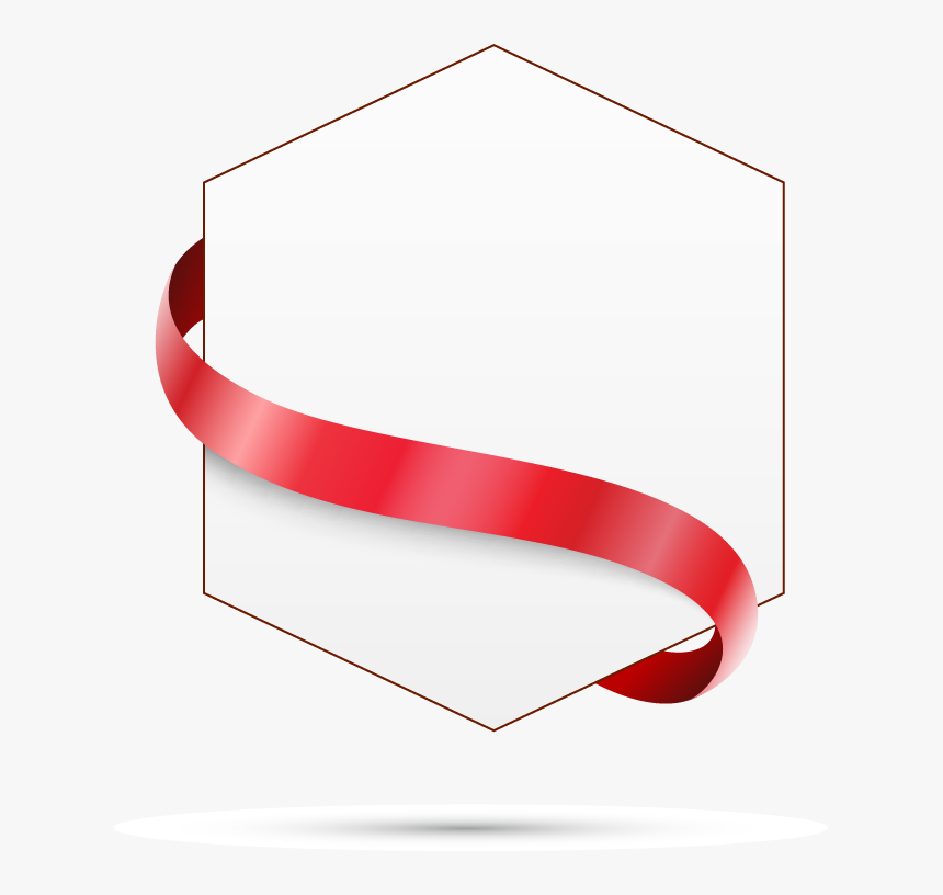 Hexagon Vector Red - Red Ribbon Text Box, HD Png Download, Free Download