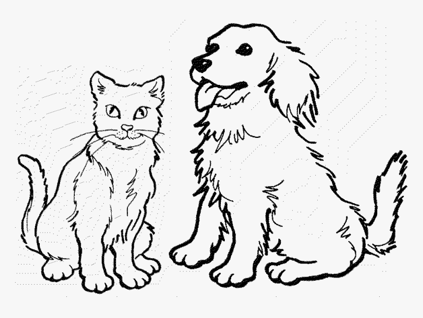 Dog And Cat Drawing At Getdrawings - Dog And Cat Coloring, HD Png Download, Free Download