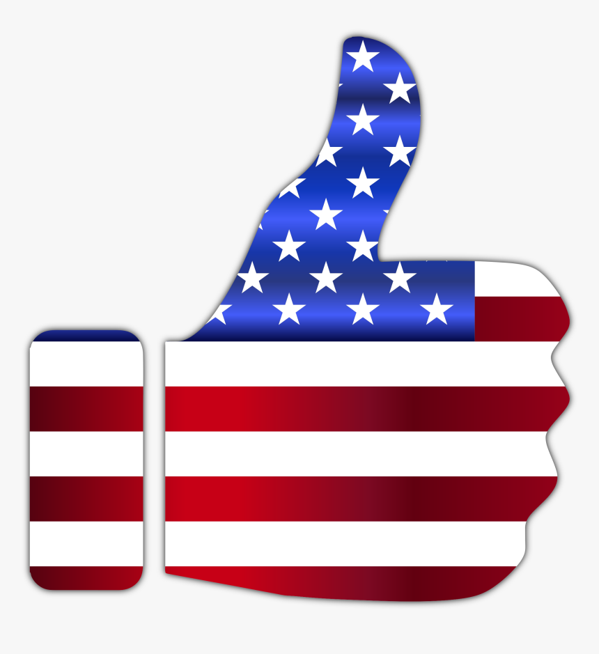 Thumbs Up American Flag Enhanced With Drop Shadow Clip - American Flag Thumbs Up, HD Png Download, Free Download