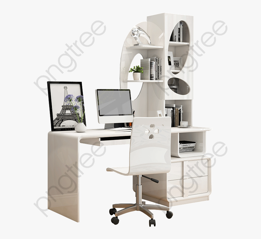 Office Computer Desk Writing - Computer Desk, HD Png Download, Free Download