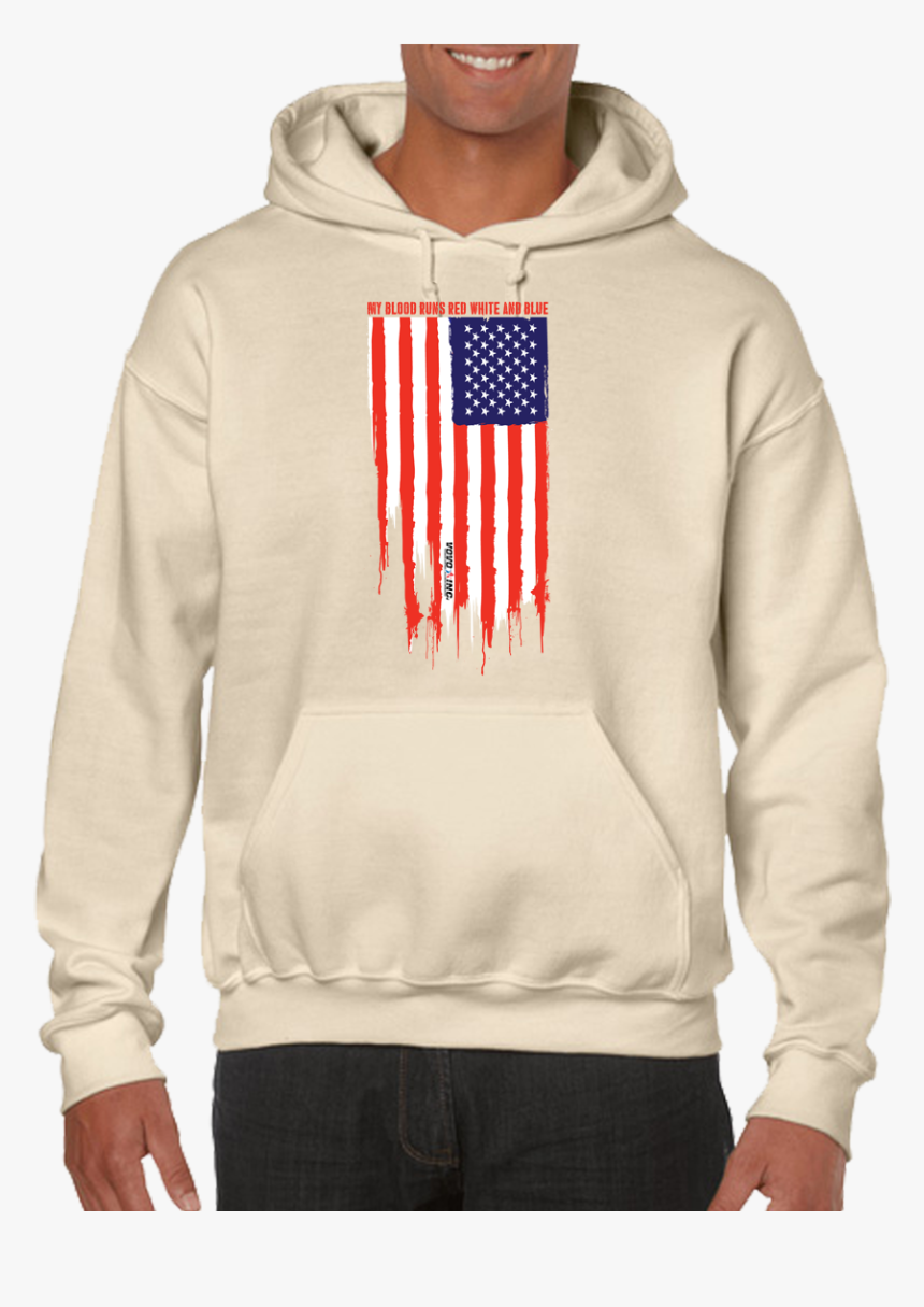 My Blood Runs Red White And Blue American Flag Hoodie - Gildan Light Pink Hoodie, HD Png Download, Free Download